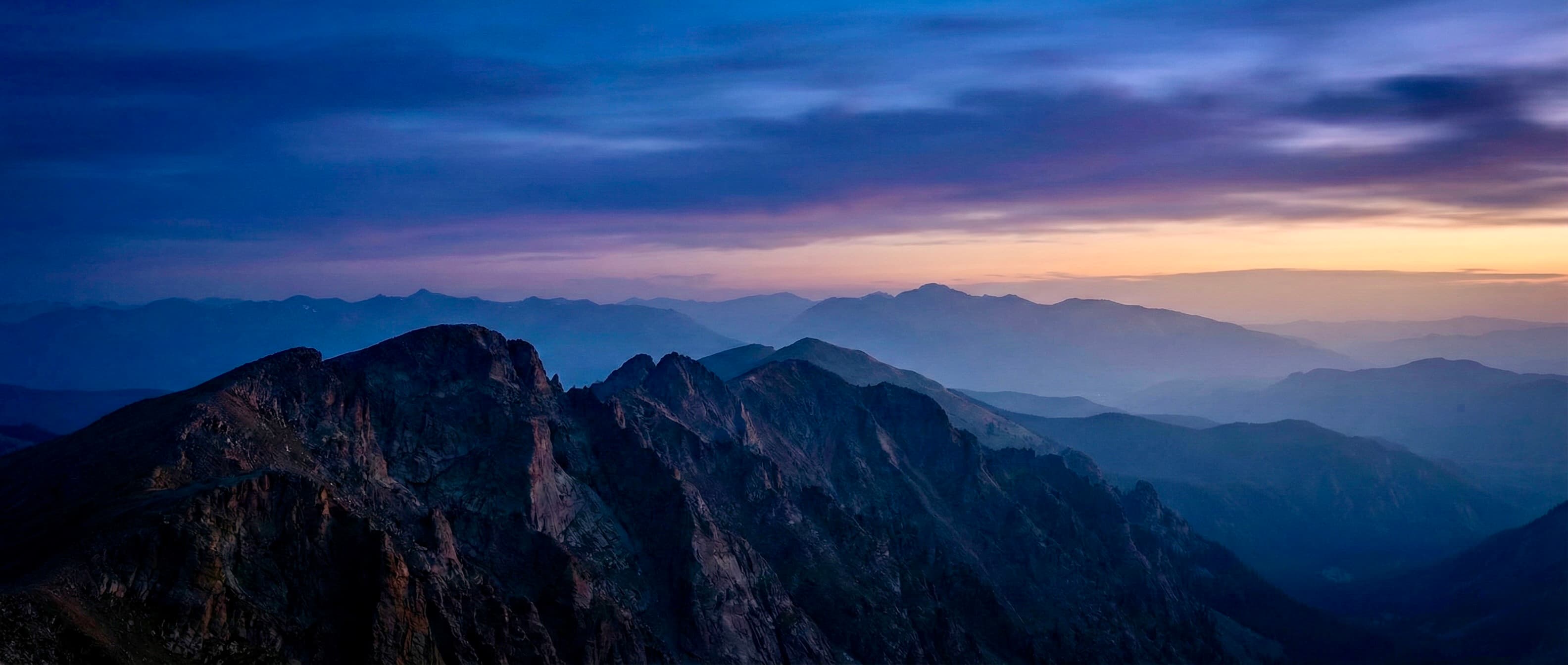 Mountain ridgeline at twilight